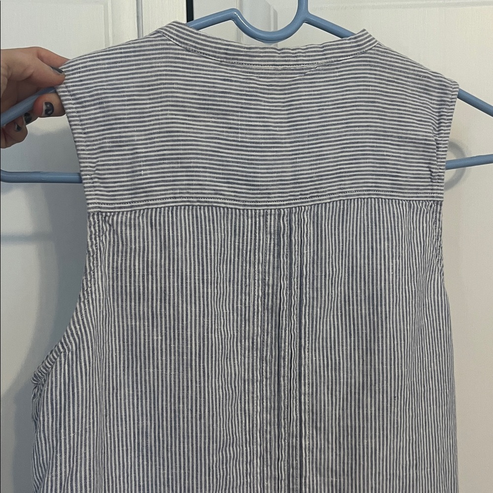 Faherty Isha 100% Linen Mini Dress blue and white stripe size S - Picture 6 of 8